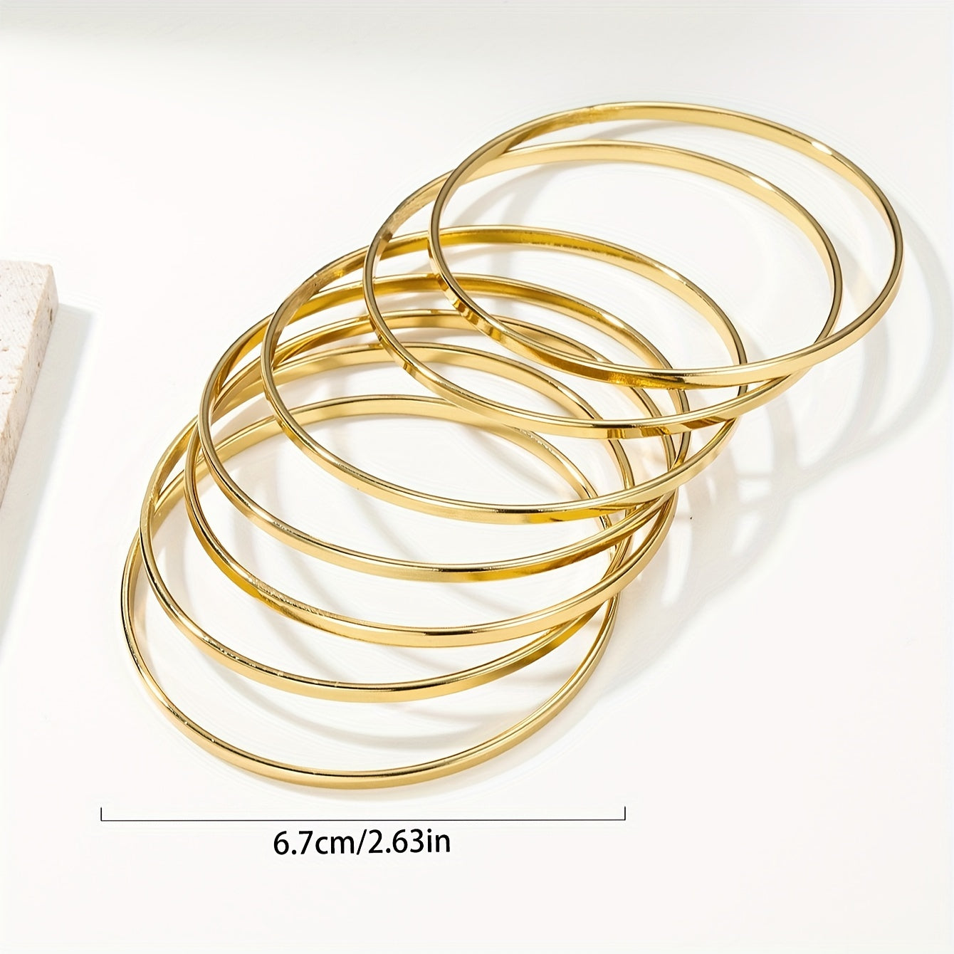 7-Piece Gold Plated Stainless Steel Bangles Set for Women Minimalist Multi-Layered Jewelry for Daily Wear or Parties