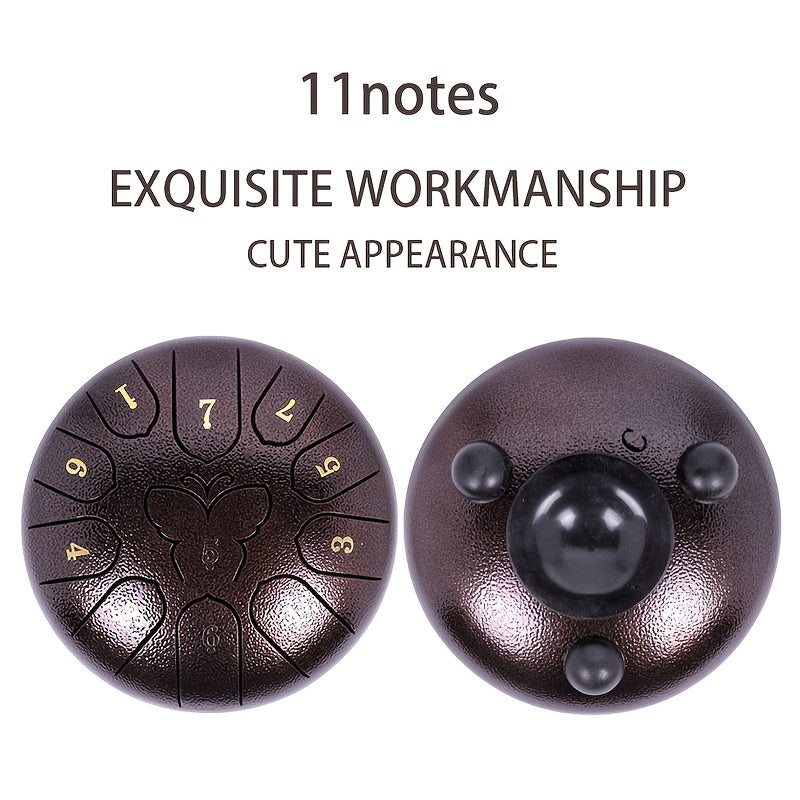 Steel Tongue Drum 11 Notes Carbon Steel for Sound Healing Meditation with Carry Bag and Accessories