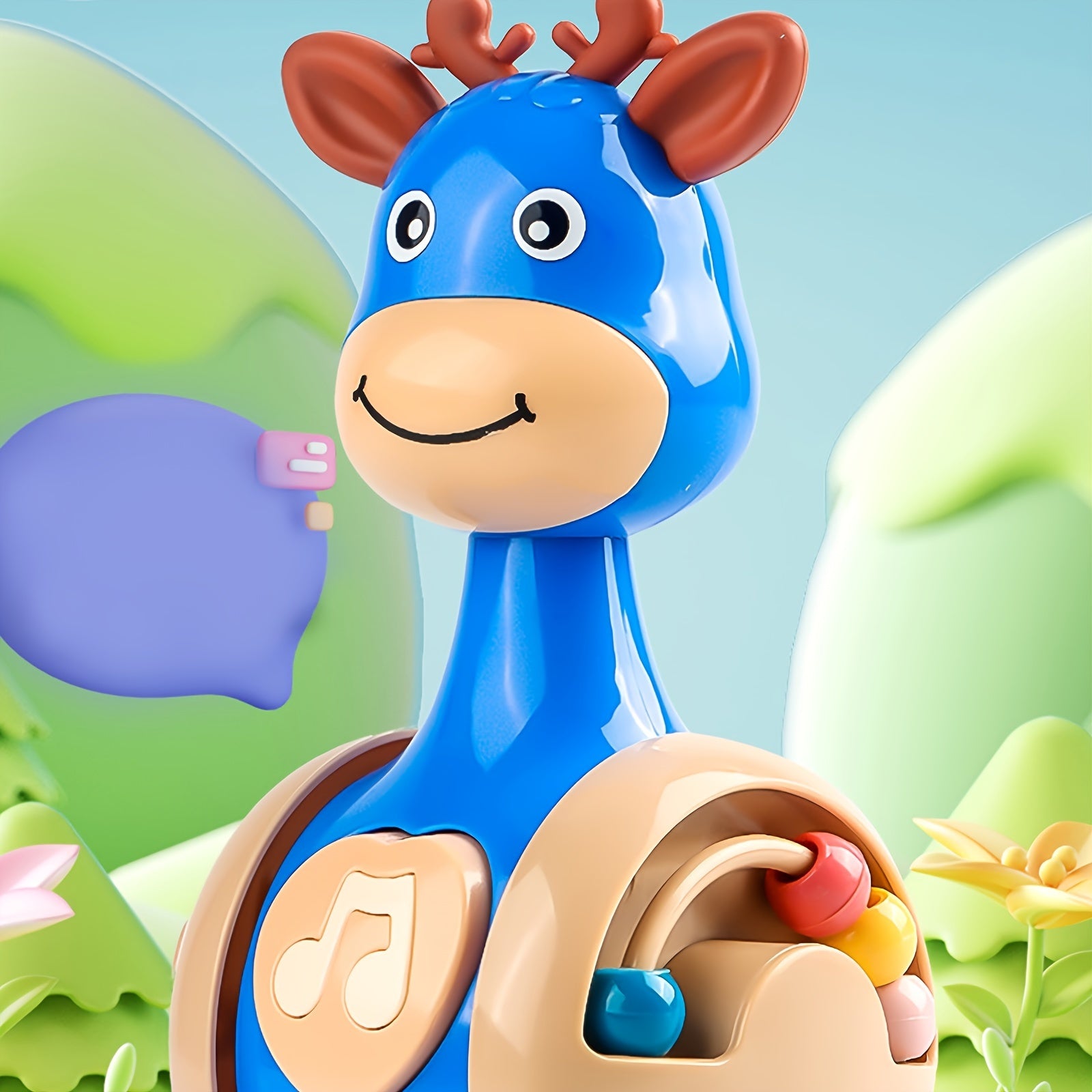 Fawn Sliding Tumbler Rattle Toy for Babies 0+ ABS Material Blue Pink