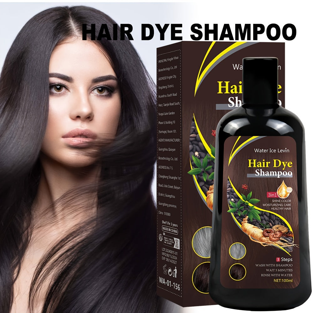 Brown Hair Dye Shampoo Moisturizing Long-Lasting Color Gray Cover 1L Water Ice Levin