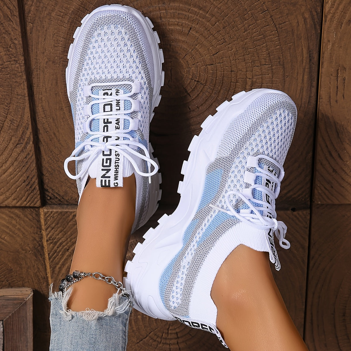 Women's Breathable Knit Low-Top Running Sneakers Lightweight Casual Shoes