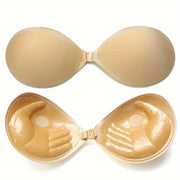 Plus Size Strapless Self-Adhesive Push-Up Bra with Front Closure for Backless Comfort