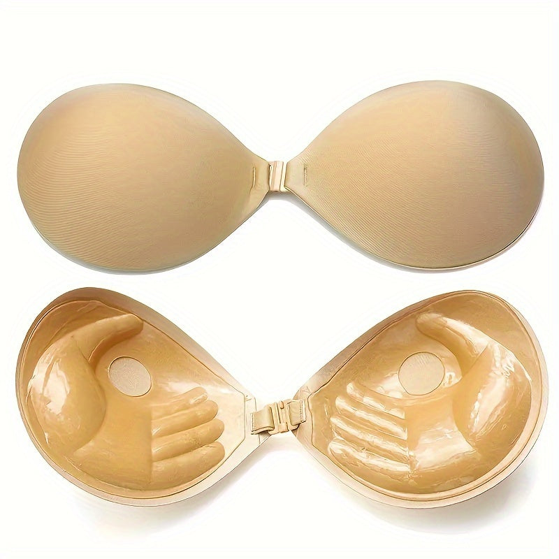 Plus Size Strapless Self-Adhesive Push-Up Bra with Front Closure for Backless Comfort
