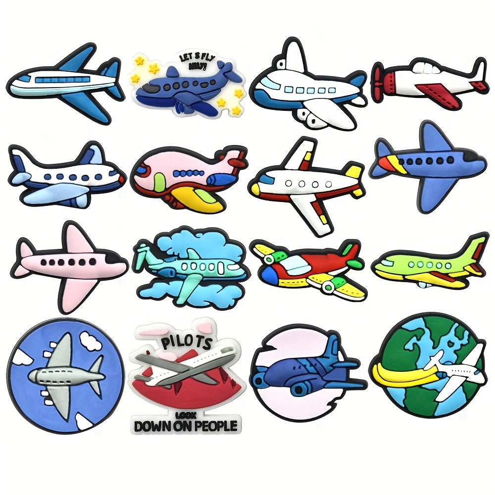 16pcs Kids Plastic Plane Shoe Charms Aircraft Airplane Shoe Accessories