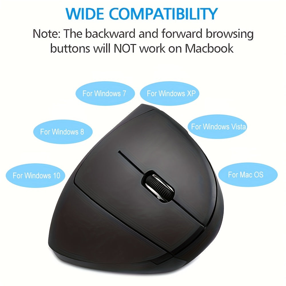 Wireless Vertical Gaming Mouse with 6 Buttons Optical Sensor USB Powered