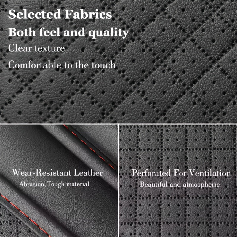 PU Leather Car Armrest Cushion Memory Foam Dual Storage Pockets Breathable Interior Accessory