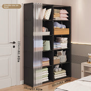 White Wardrobe with 6 Shelves and Coat Rack for Bedroom and Living Room Storage