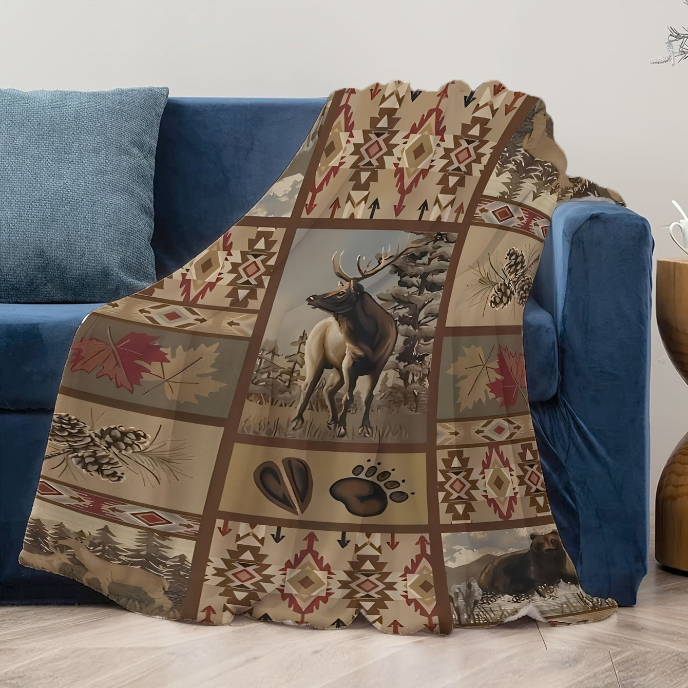 Fleece Blanket Throw for All Seasons Warm and Cozy Rustic Farmhouse Style