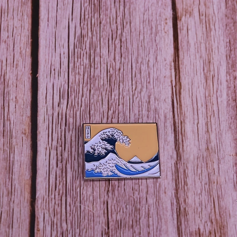 Enamel Pin The Great Wave Pattern Cartoon Brooch for Clothing and Accessories
