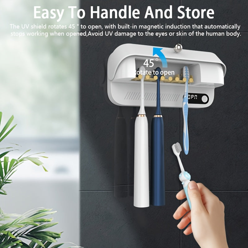 Wall-Mounted UV Toothbrush and Razor Dryer Holder with Fan Drying and USB Charging