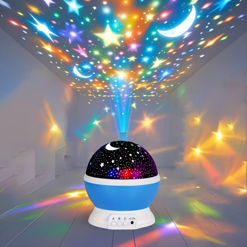 Night Light Projector with Moon and Stars, 360° Rotatable, 9 Color Modes, USB Powered, for Teens and Adults