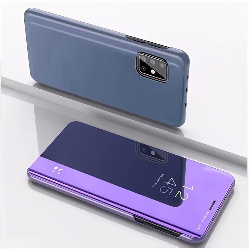 Luxury Mirror Flip Phone Case for Samsung Galaxy with Stand and Shockproof Protection
