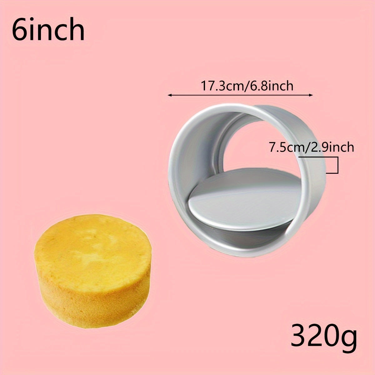 Aluminum Cake Pan Set Removable Bottom Oven-Safe for Chiffon Mousse 4/6/8/10 Inch