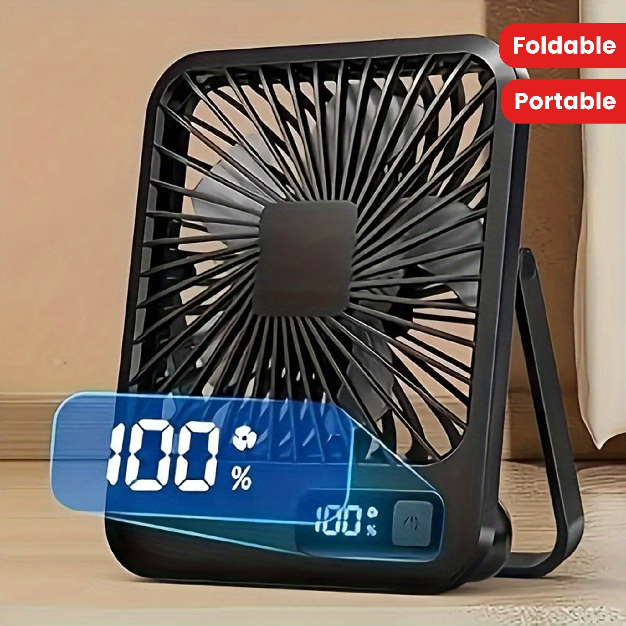 Portable Foldable Desk Fan 16.5cm USB Rechargeable with 5 Speeds
