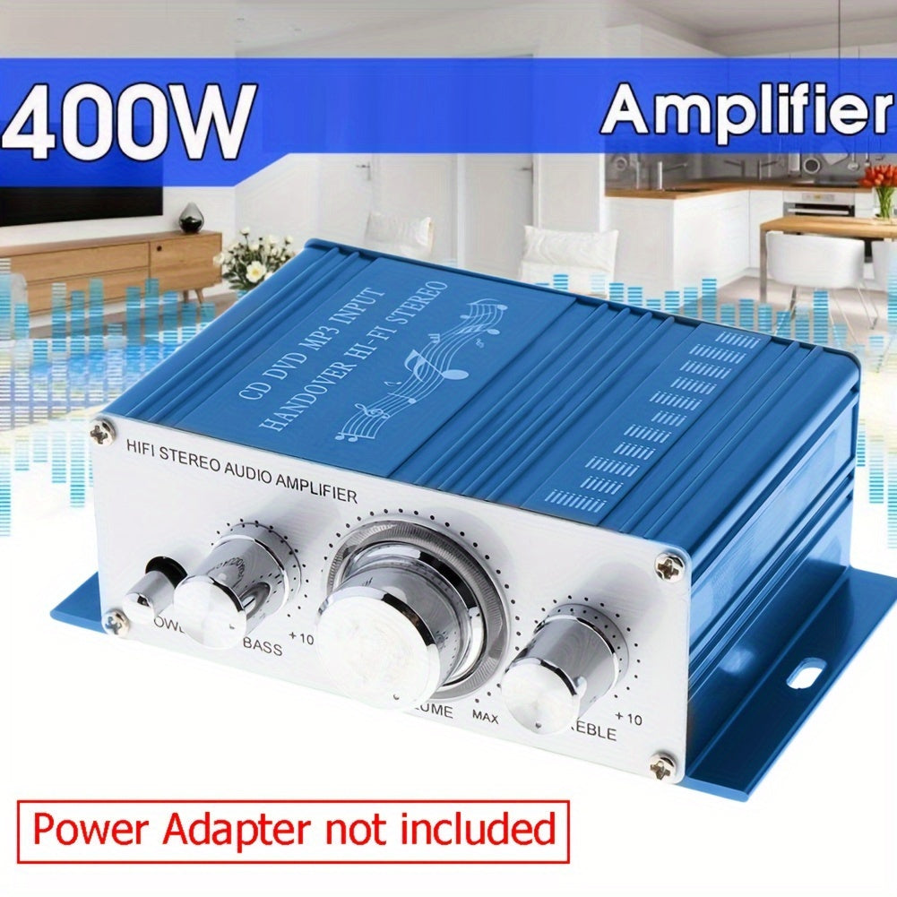 400W Mini Audio Amplifier 2 Channel HiFi Stereo RCA USB Powered for Home Car PC TV