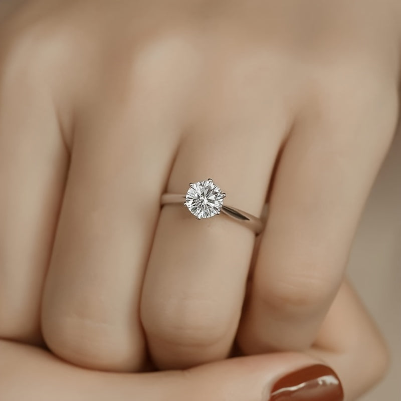 Sterling Silver Promise Ring with Moissanite 1/2/3/5/10 Carat Engagement Jewelry