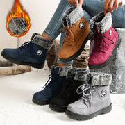 Women's Winter Fleece-Lined High-Top Sneakers Casual Lace-Up Boots