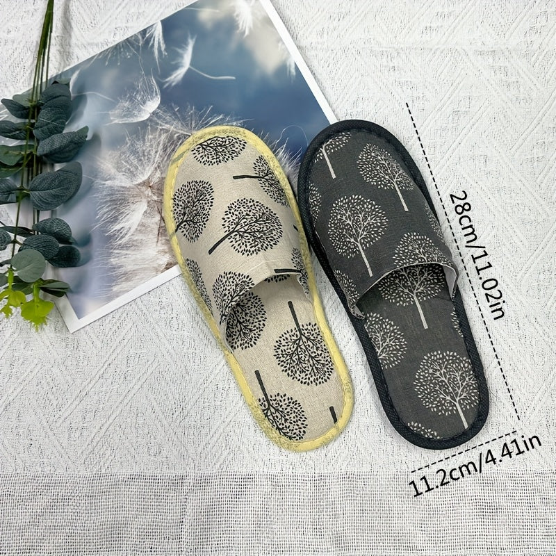 8 Pairs Women's Linen Home Slippers Gray White EVA Soles All Seasons