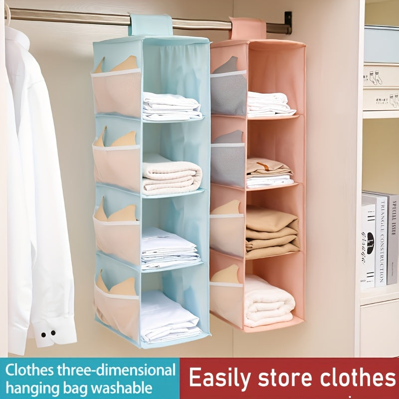 Foldable Wardrobe Storage Hanging Bag with 4 Layers for Clothes and Accessories