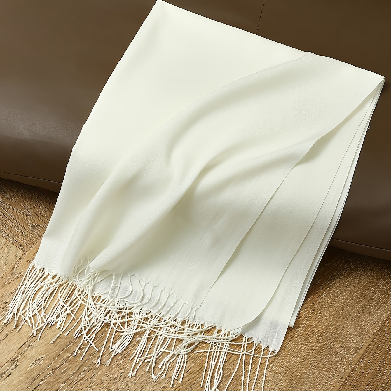 Solid Color Tassel Scarf for Men and Women Soft Fleece Shawl Cozy Windproof Accessory