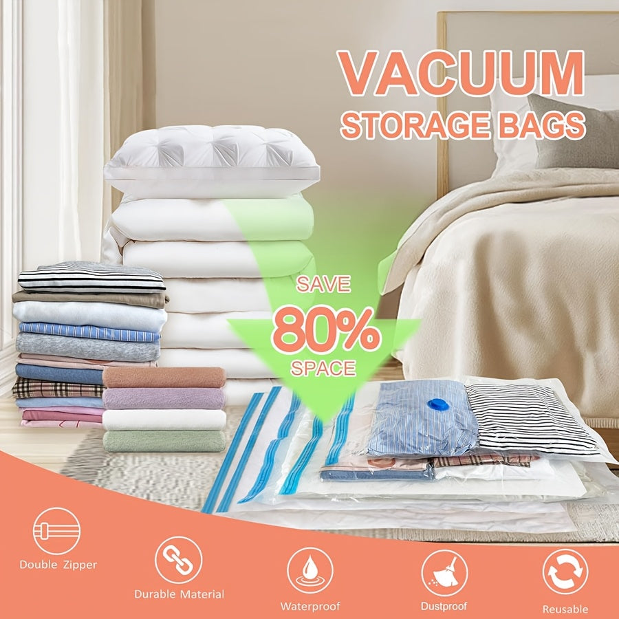 Travel Compression Bags Set with 9 Vacuum Storage Bags for Clothing Bedding and Luggage