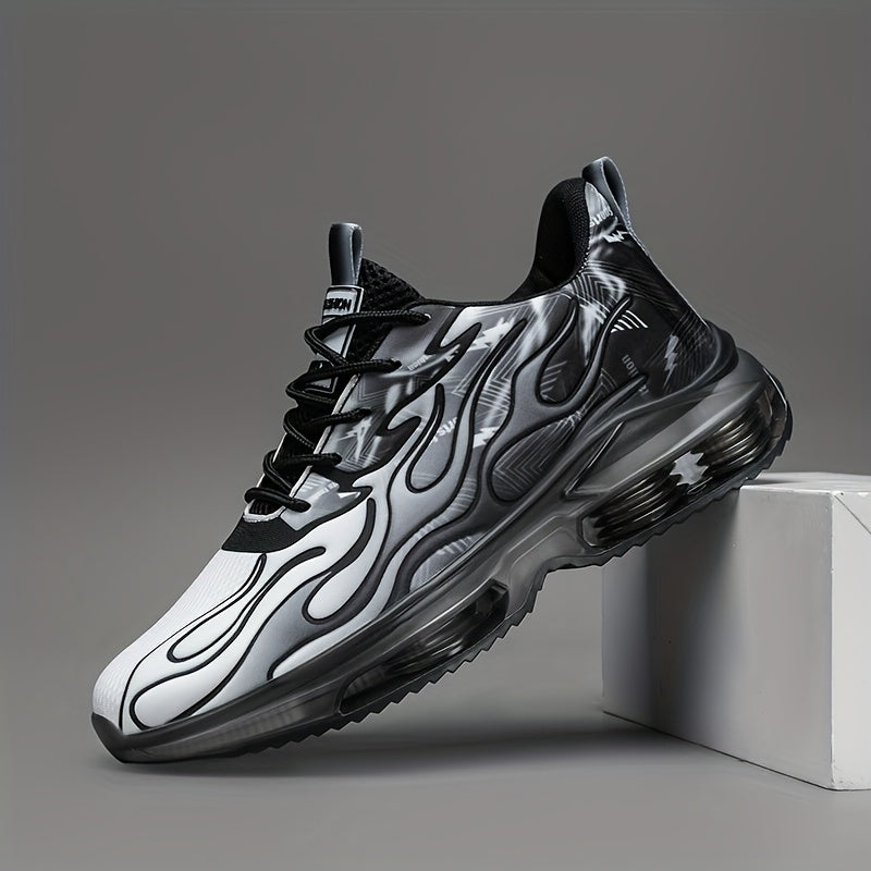 Men's Casual Athletic Sneakers Breathable Fabric Upper EVA Sole Low Top Lace-Up Striped Pattern All-Season Outdoor Comfort