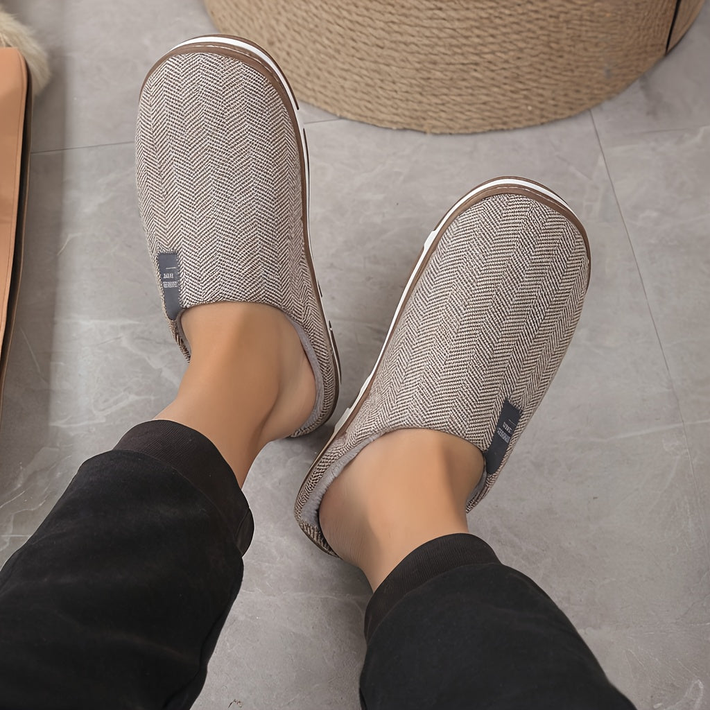 Unisex Plush Slippers Indoor House Slip-On Warm Thick Sole