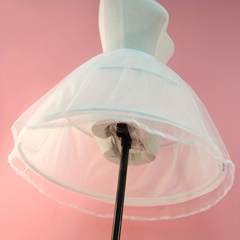 Tulle Petticoat with Steel Frame Floral Lace Two-Tier Hoop for Weddings