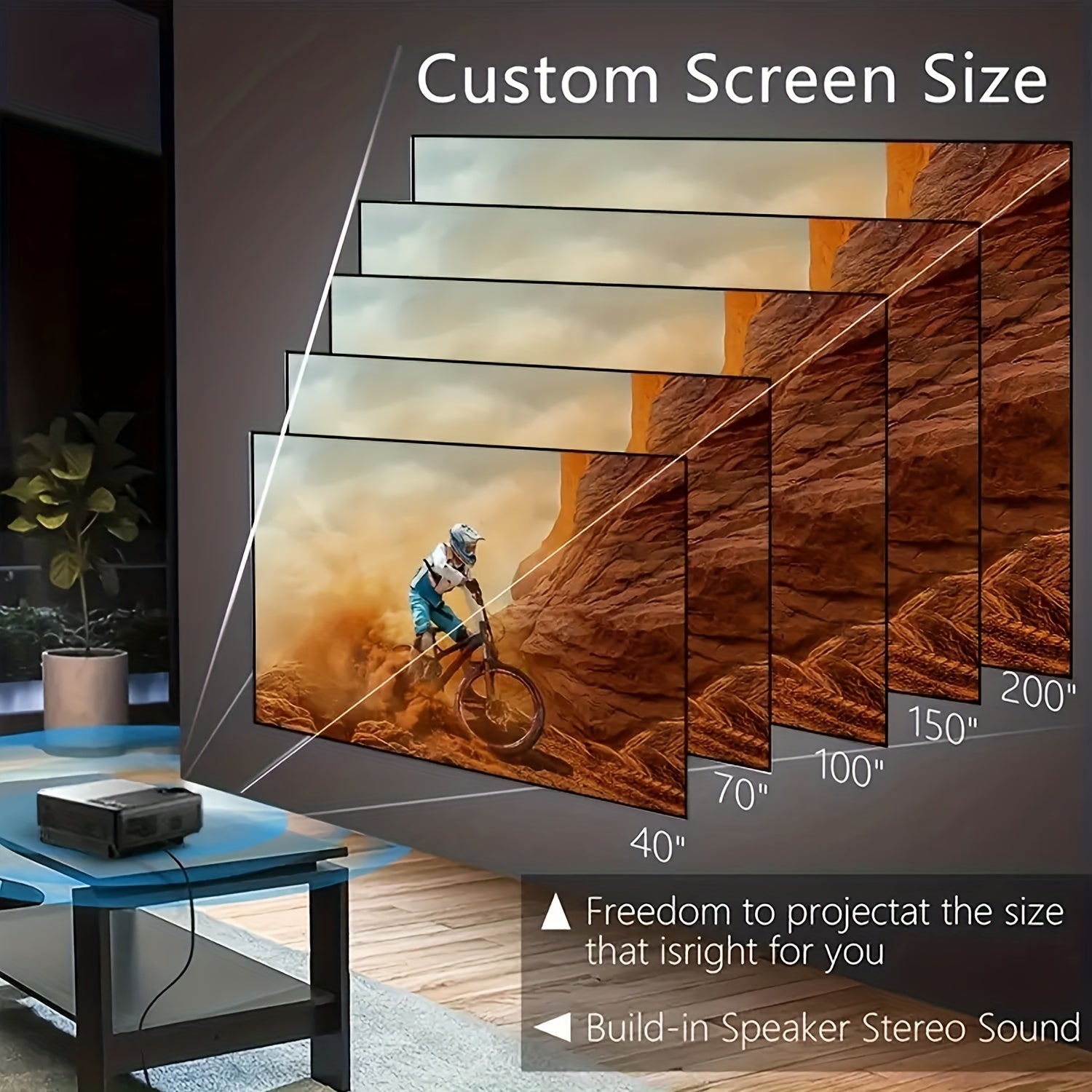 4K WiFi Проектор 12000 Люменов Родной 1080P Портативный Короткофокусный для Домашнего Кинотеатра и Использования на Открытом Воздухе