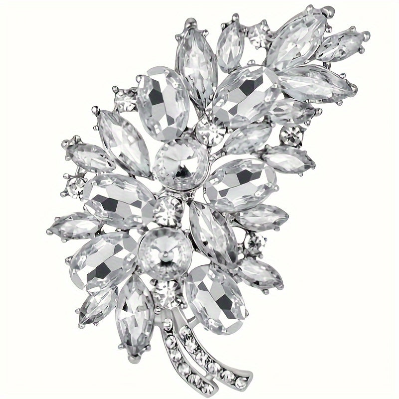 Zamonaviy Vintage Kristal Brosh Pin, Nozik Jacaranda Guli Dizayni va Porloq Rhinestone Aksentlari, Ayollar uchun Chic Sharf Klipi