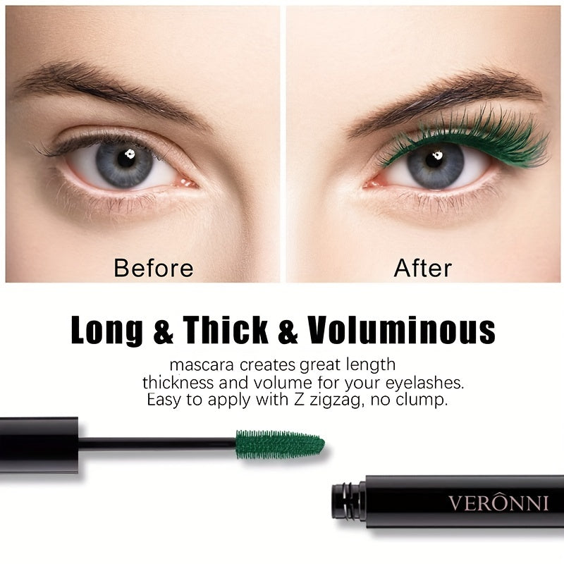 Waterproof Mascara Long-Lasting Smudge-Proof Curling Black Green Mascara