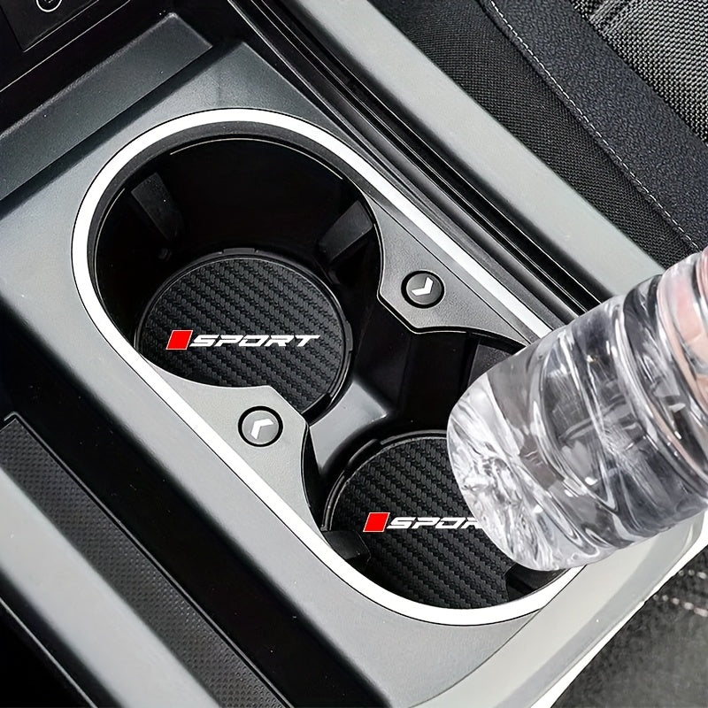 2pcs Non-Slip Carbon Fiber Car Cup Holder Coasters Round Interior Accessories