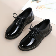 Women's Solid Color Chunky Heel Oxfords Lace Up Dress Shoes