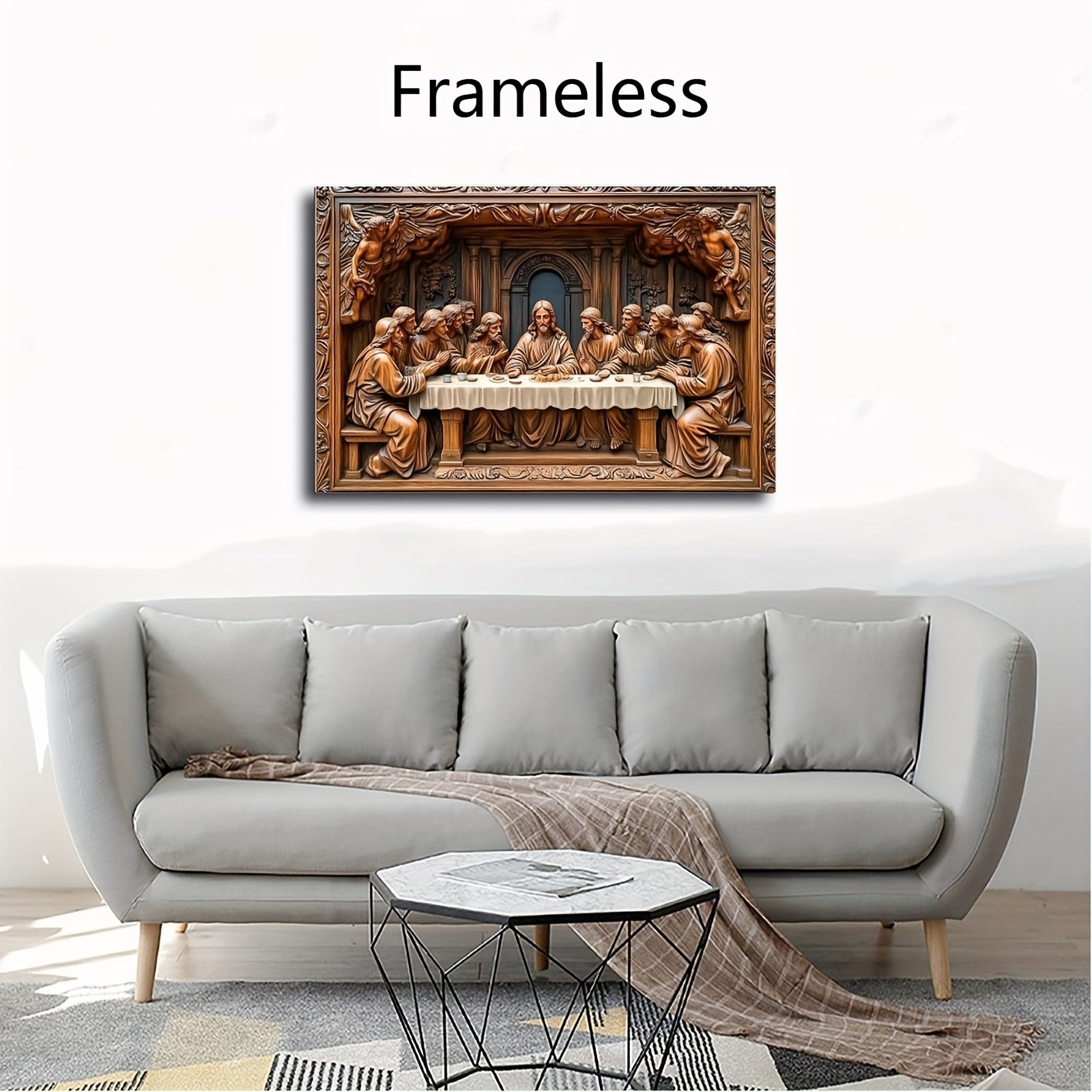 "So‘nggi kechki ovqat" plakatini yog‘och ramkada kanvas bosma sifatida xona bezatish uchun. Yashash xonasi yoki yotoqxona uchun ideal.