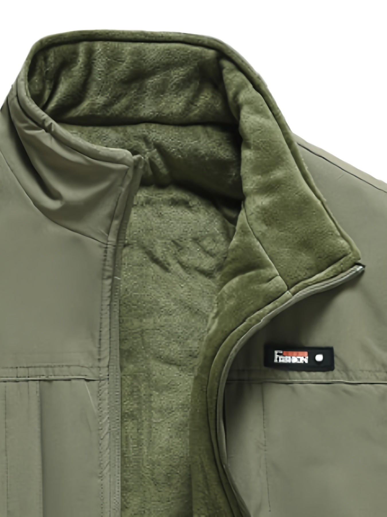 Men's Plus Size Fleece-Lined Vest with Stand Collar for Fall Winter Casual Business