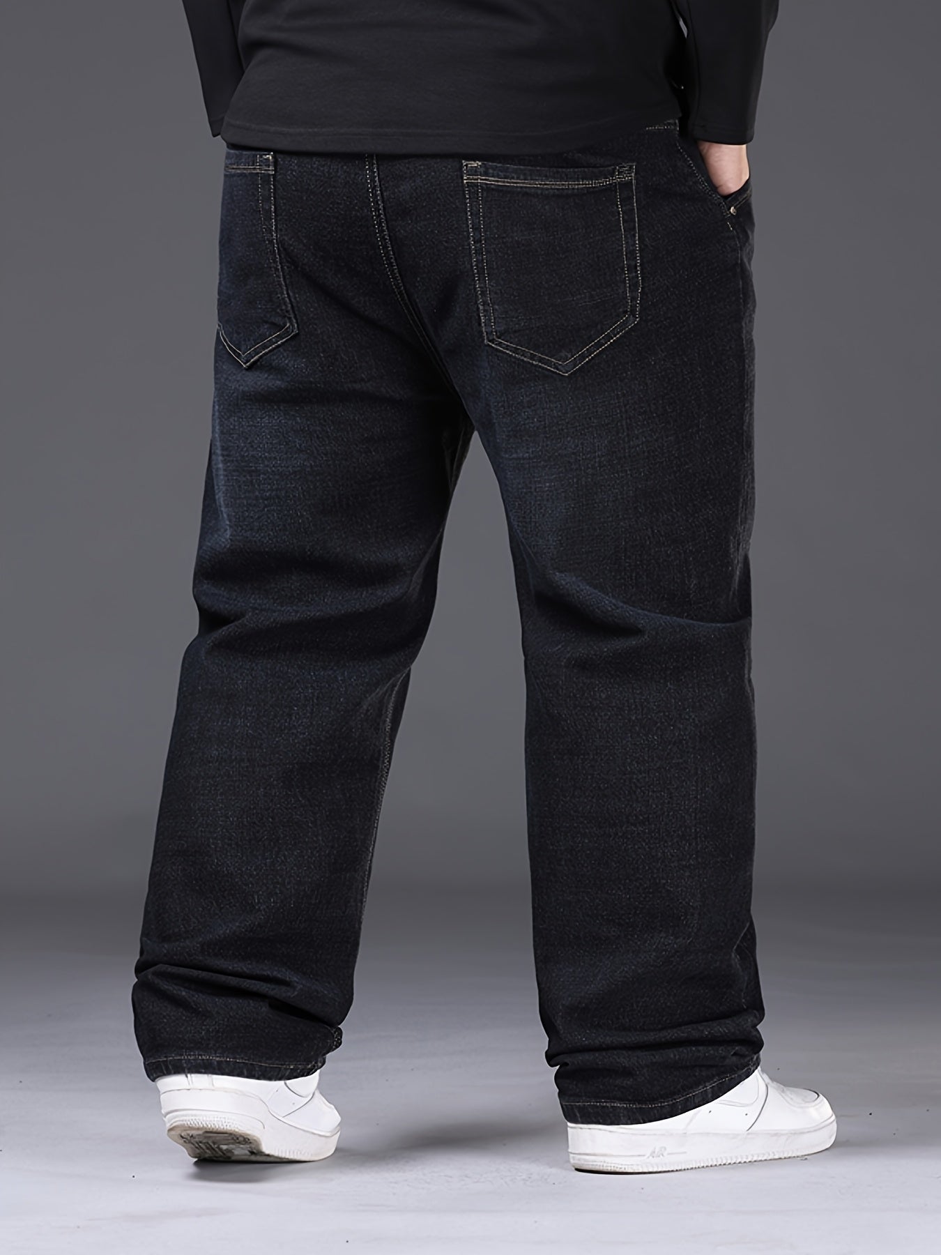 Men's Plus Size Stretch Denim Jeans for Business Casual All-Season