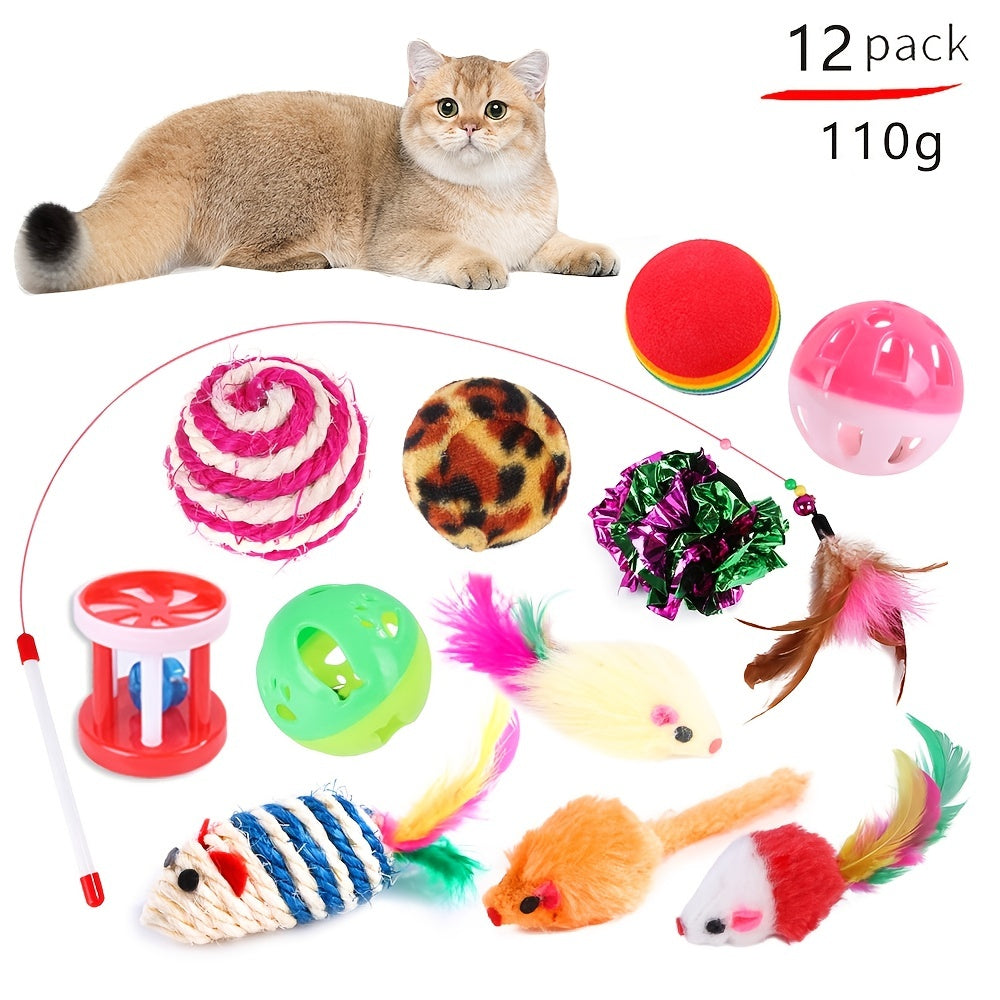 Kit de juguetes para gatos, conjunto para gatitos con túneles plegables de 3 vías y juguete de plumas de poliéster