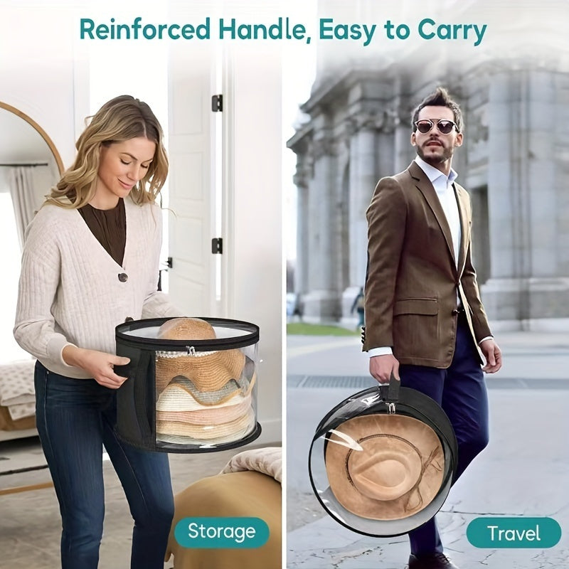 Fabric Hat Storage Organizer Stackable with Front Window and Zipper Closure