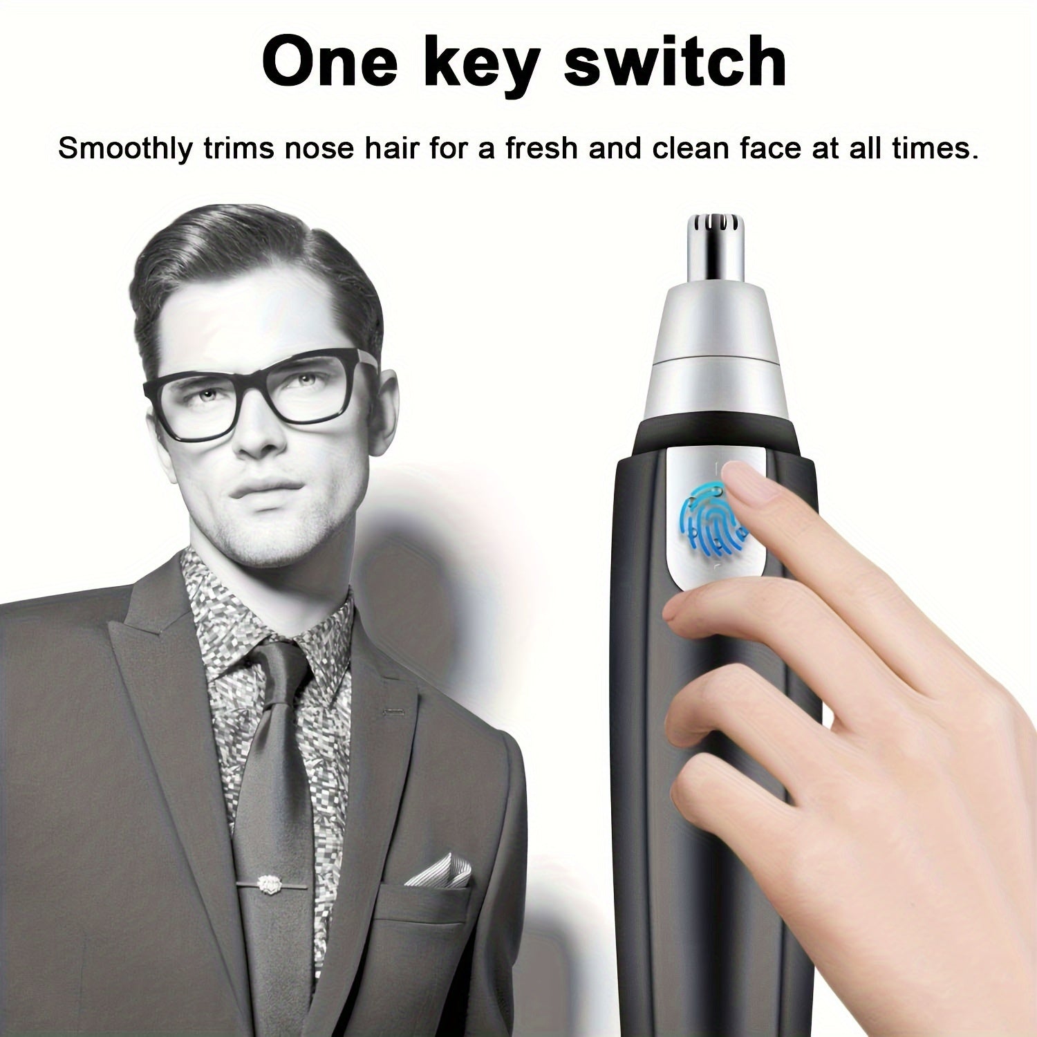 Recortador de vello nasal eléctrico de plástico para unisex, lavable con agua, alimentado por batería