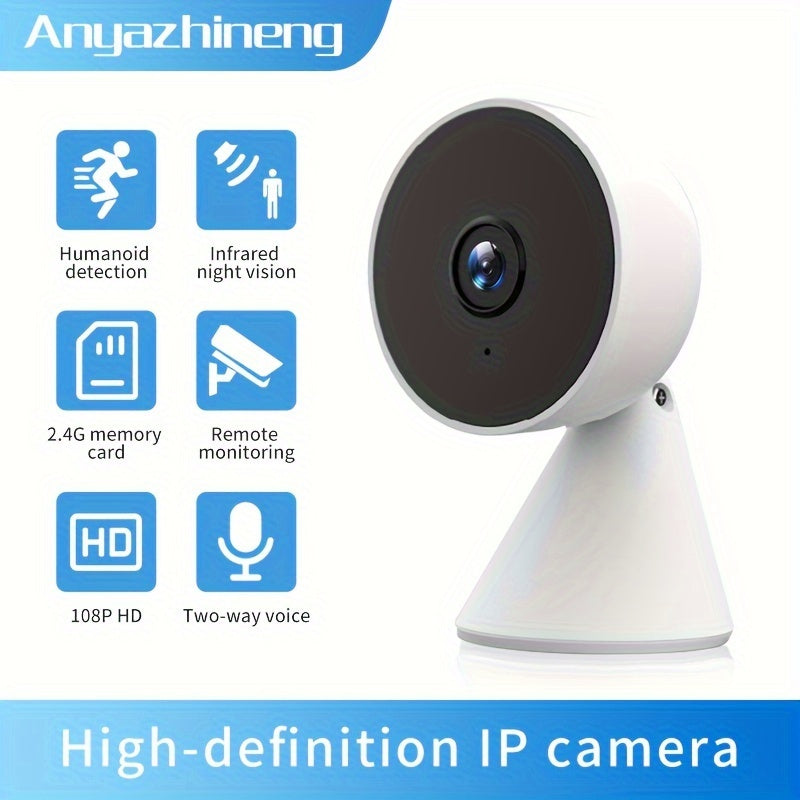 1080P HD WiFi камера безопасности от Anyazhineng - Умная домашняя веб-камера с двусторонним аудио, инфракрасным ночным видением и мобильным удалённым доступом для повышения безопасности