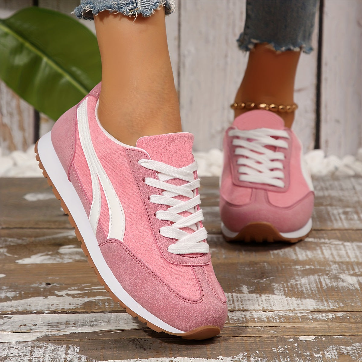Women's Red Gray Fabric Sneakers with Soft Sole Breathable Comfort