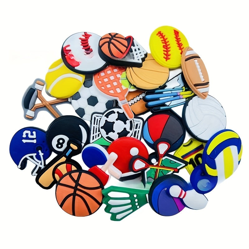 Unisex Sport-Themed Charm Elements for DIY Shoes Bags or Bracelets 15/22/33/82/102pcs