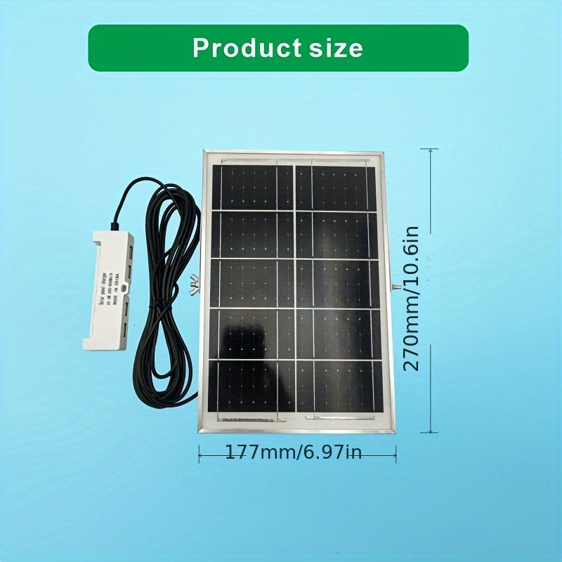 Quyosh energiyasi bilan ishlaydigan zaryadlash stripi bir vaqtning o'zida bir nechta qurilmalarni zaryadlash imkonini beruvchi to'rtta USB portiga ega bo'lib, soatiga 600-800mA chiqish quvvatini taqdim etadi. U standart 5 metrli kabelni o'z ichiga oladi.