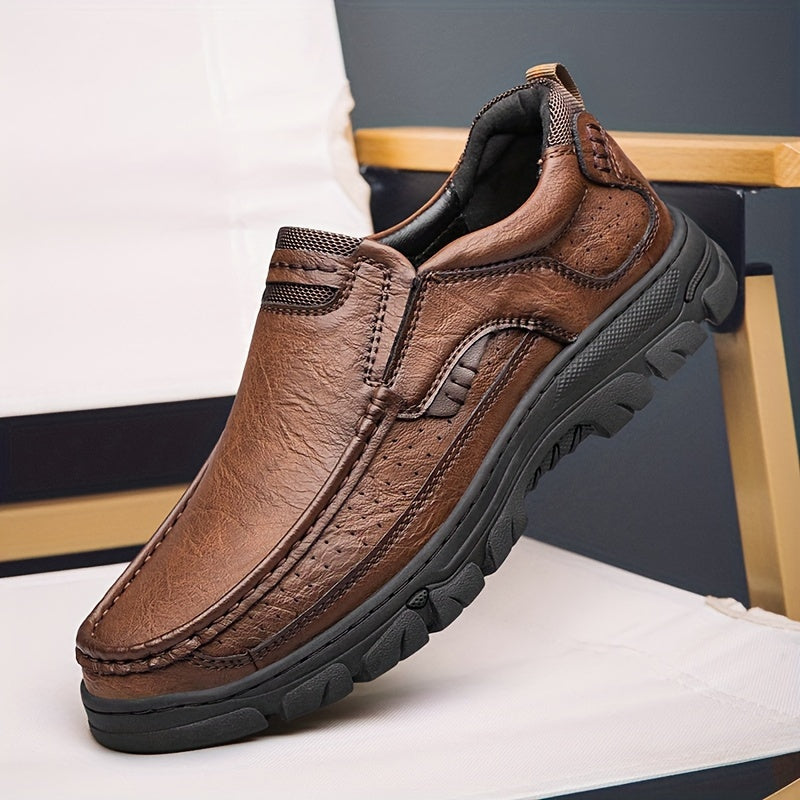 Men's Slip On Loafer Shoes Durable Non-Slip Casual Outdoor Rubber PU All-Season