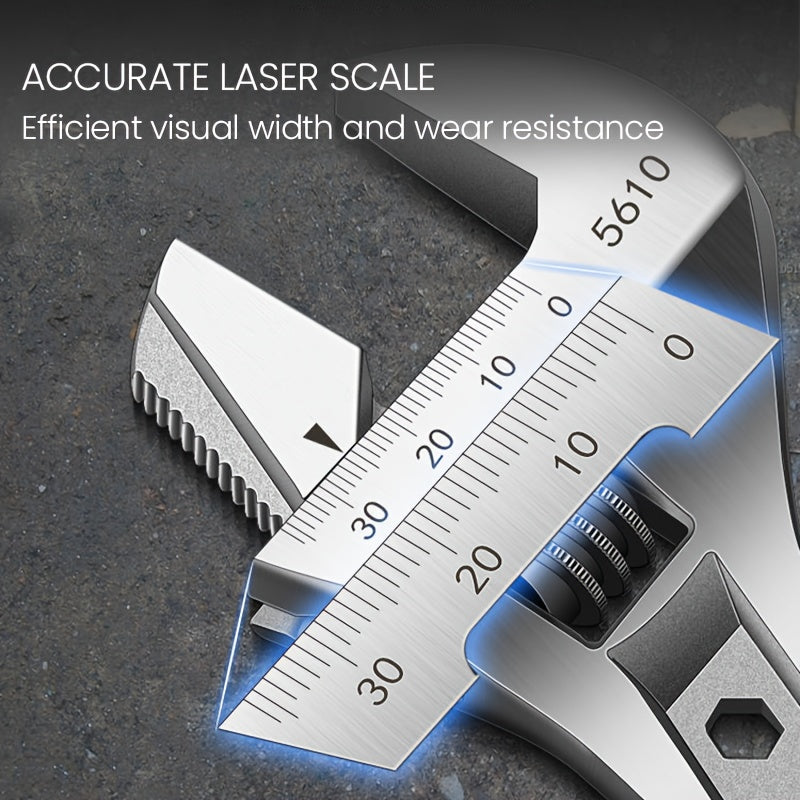 Heavy-Duty Adjustable Wrench Rust-Resistant Steel Heat-Treated Precision Milled Jaws