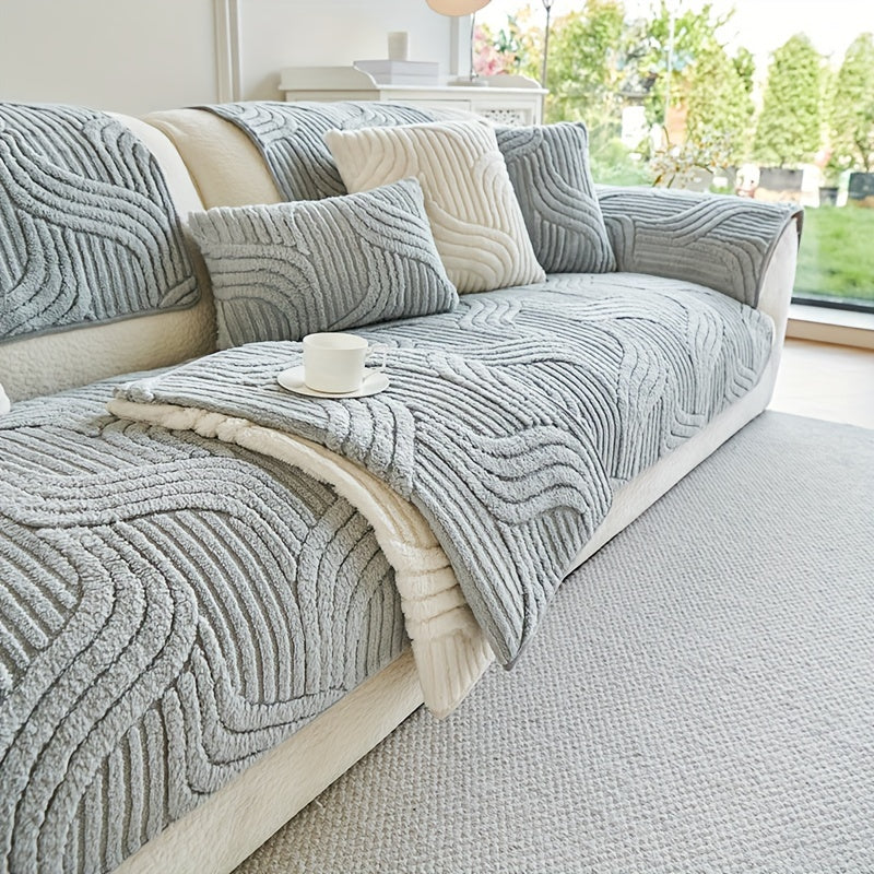 Zamonaviy Jacquard T-qoʻshiq qoplamasi, armchairdan bo‘lakli divanlargacha, sirpanmaydigan velvettan tayyorlangan