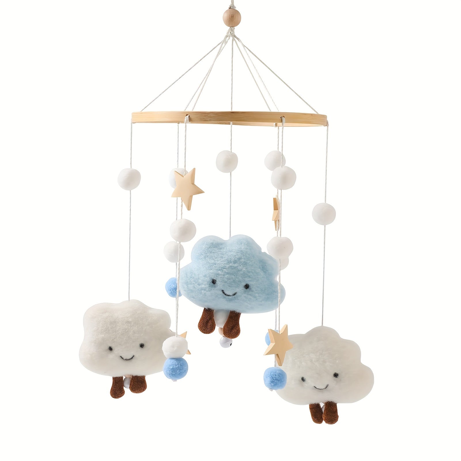 Kids' Room Decor Plush Clouds and Stars Bed Wind Chimes Soothing Ornaments