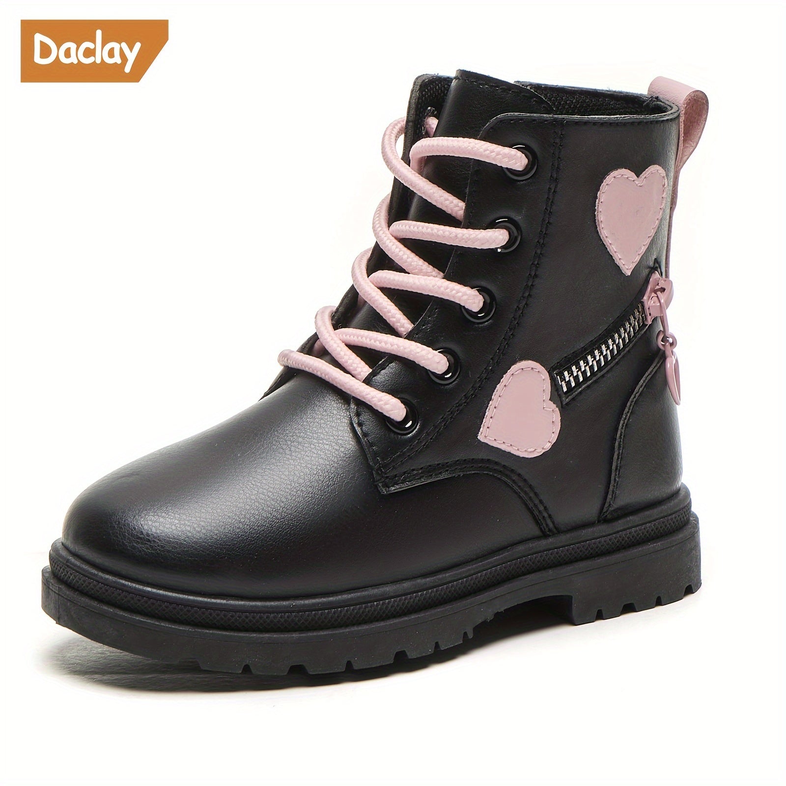 Girls Heart Pattern Casual Boots Lightweight Non-slip Fall Winter