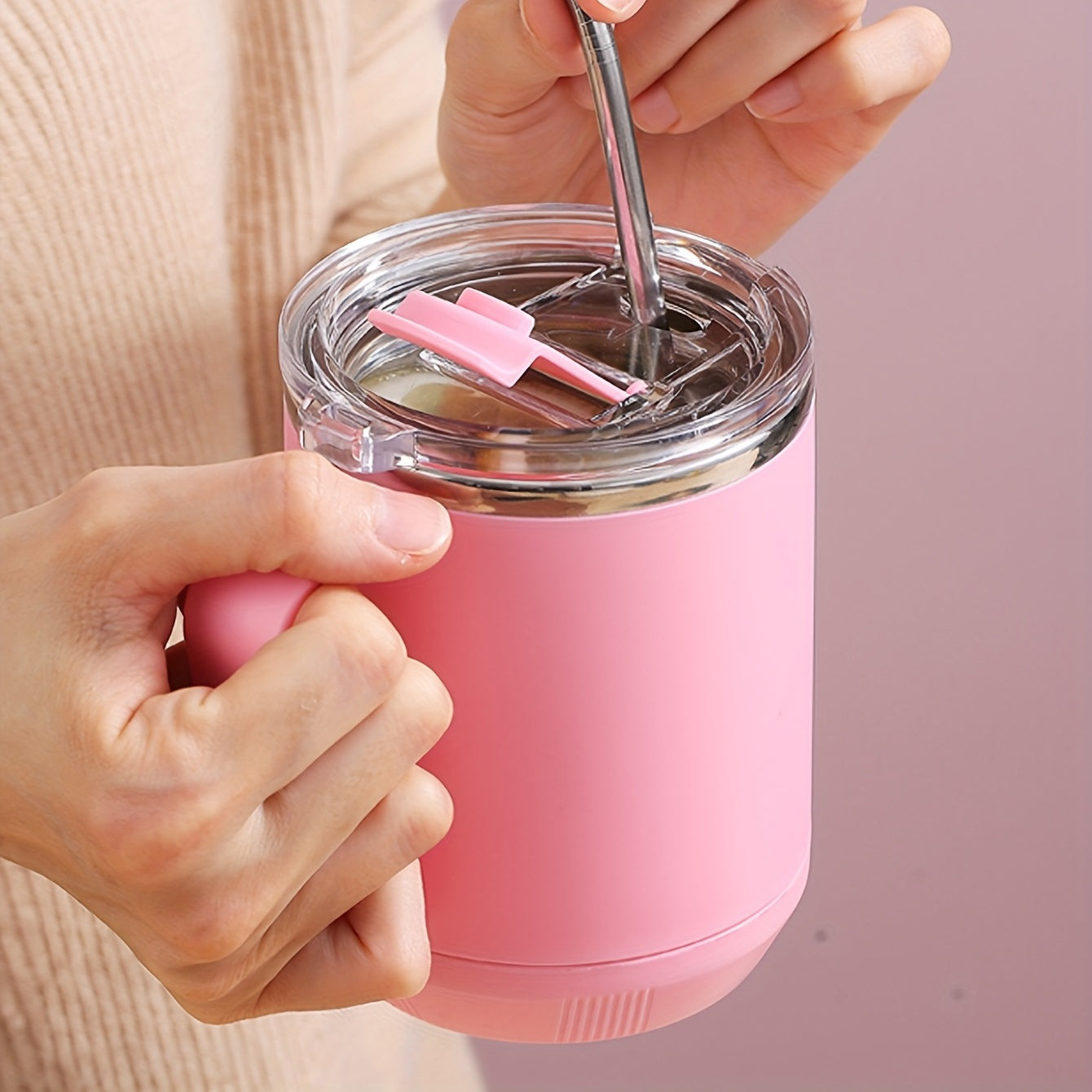 Taza de café de acero inoxidable de 15.6oz con tapa para uso en casa y oficina