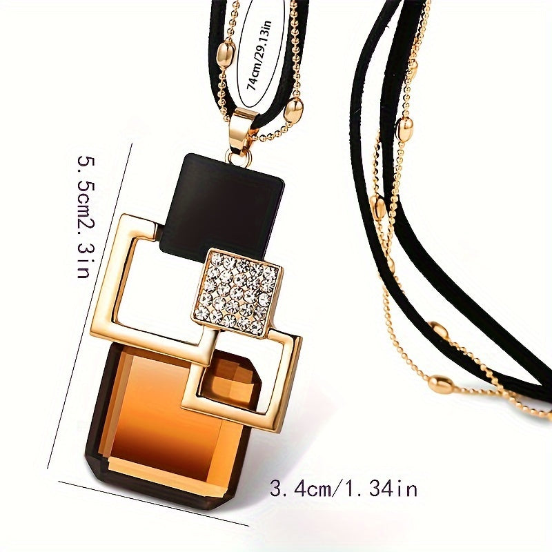 Retro Long Necklace for Women Autumn Winter Stylish Pendant Jewelry
